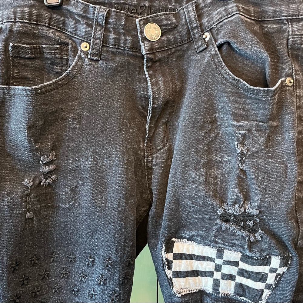 Rue 21 Premium Skinny Supreme Flex Black Distressed Jeans - Picture 8 of 10